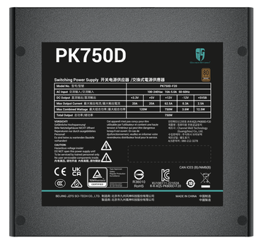DEEPCOOL Gamestorm PK750D Strømforsyning - 750 Watt - 120 mm - ATX - 80 Plus Bronze certified (R-PK750D-FA0B-JGEU)