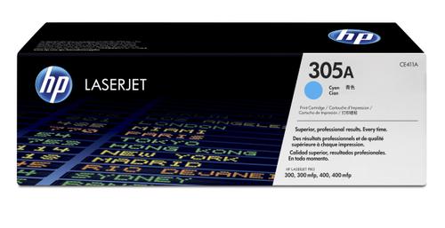 HP Lasertoner HP CE411A cyan Laserjet Colorpro 300/400 305A 2.600 sider v/5% (CE411A)