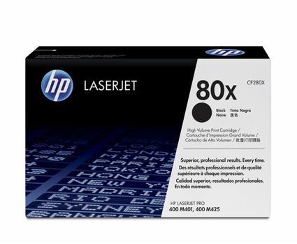HP Lasertoner HP CF280X sort Laserjet Pro M401/M425 80X 6.800 sider v/5% (CF280X)