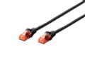 DIGITUS CAT 6 U-UTP PATCH CABLE CU. PVC LENGTH 0.25M COLOR BLACK CABL