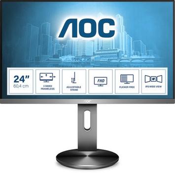 AOC I2490PXQU 23.8inch 1920x1080 IPS 4 ms GtG HAS DP/ HDMI/ VGA USB HUB Speakers VESA NARROW BEZEL (I2490PXQU/BT)