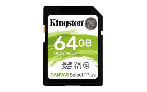 KINGSTON 64GB SDXC CANVAS SELECT PLUS 100R C10 UHS-I U1 V10 EXT (SDS2/64GB)