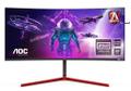 AOC C Gaming AG353UCG - AGON Series - LED monitor - gaming - curved - 35" - 3440 x 1440 WQHD @ 200 Hz - 1000 cd/m² - 2500:1 - DisplayHDR 1000 - 2 ms - HDMI, 2xDisplayPort - speakers - black, red
