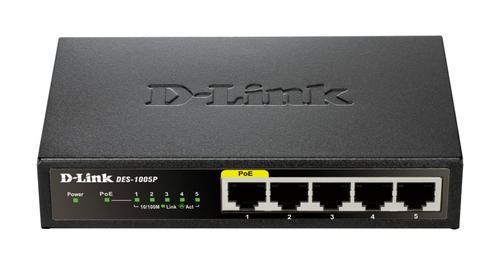 D-LINK 5-Port Fast Ethernet Desktop Switch w/ 1 PoE port (DES-1005P/E)