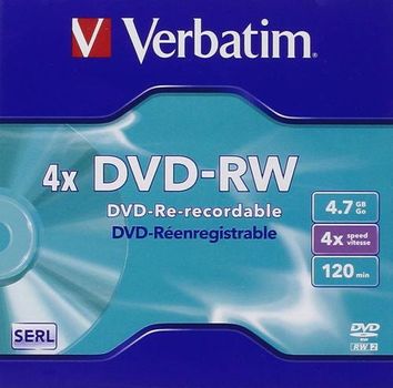VERBATIM DVD-RW, 4x, 4,7 GB/120 min, 5-pakkaus jewel case, SERL (43285)