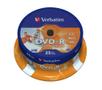 VERBATIM DVD-R 4.7GB X25 SPINDLE 16X SPEED WIDE PRINTABLE SUPL (43538)