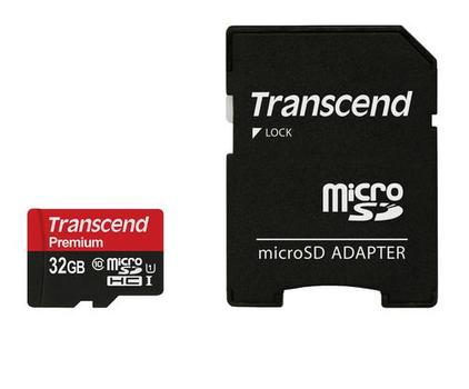 TRANSCEND MicroSDHC Card    32GB + Adapter / Class 10 UHS-I (TS32GUSDU1)