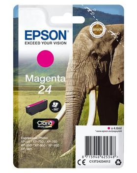 EPSON 24 ink cartridge magenta standard capacity 4.6ml 360 pages 1-pack blister without alarm (C13T24234012)