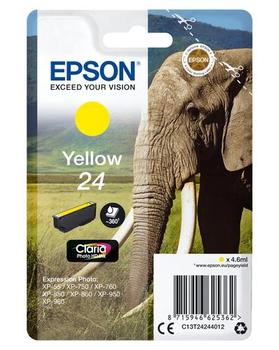 EPSON 24 ink cartridge yellow standard capacity 4.6ml 360 pages 1-pack blister without alarm (C13T24244012)