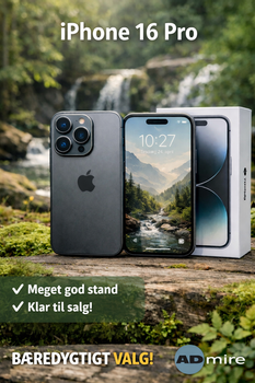 APPLE iPhone 16 Pro 256GB Black Titanium - BRUGT - MEGET GOD STAND (REFURB_MYNH3QN/A)