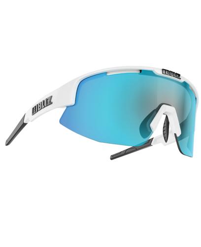 Bliz Matrix White - Sportsbriller - Smoke w Blue Multi (52804-03)