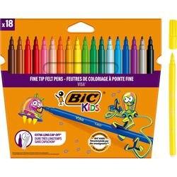 BIC Visa Viltstift  -   Fijn Kleurenassortiment 18 Stuks (8886811)