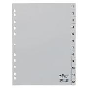 Durable 1 tot 12 Numerieke tabbladen A4 Grijs 12 tabs PP (Polypropeen) 11 Gaten 6512