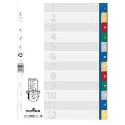Durable 1 tot 12 Numerieke tabbladen A4 Kleurenassortiment 12 tabs PP (Polypropeen) 11 Gaten 6750
