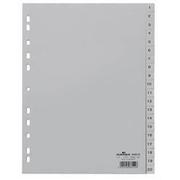 Durable 1 tot 20 Numerieke tabbladen A4 Grijs 20 tabs PP (Polypropeen) 11 Gaten 6522
