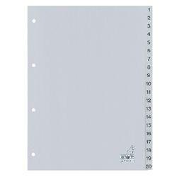 Kangaro 1 tot 20 Numerieke tabbladen  A4 Grijs 20 tabs PP (Polypropeen) 4 Gaten G420C (G420C)