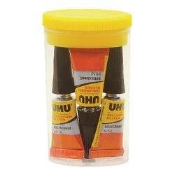 UHU Secondelijm Permanent blitzschnell Minis Vloeibaar Transparant 45415 3 Stuks à 1 g (45415)