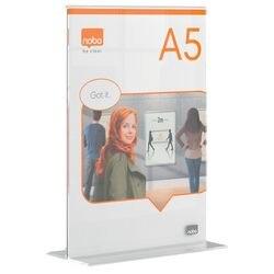 NOBO Premium Plus Displayframe A5 Vrijstaand 15,5 (B) x 9 (D) x 22 (H) cm Transparant (1915595)