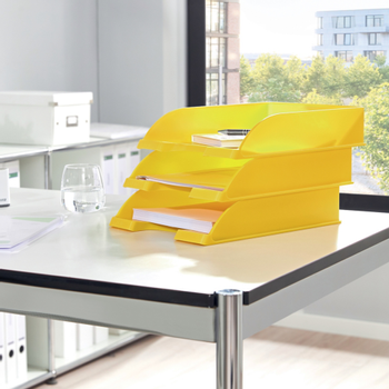 LEITZ Plus Brievenbak 5227  A4 PS (Polystyreen) 25,5 x 35,7 x 7 cm Geel (5227-00-15)