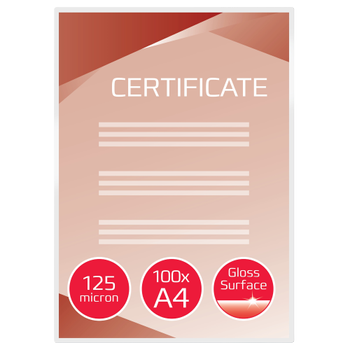 GBC Document Lamineerhoezen A4 Glanzend 125 micron (2 x 125) Transparant 100 Stuks (3200723)