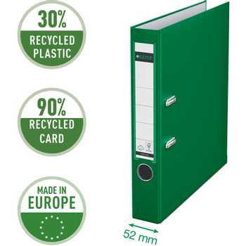 LEITZ 180° Smal Classeur A4 52 mm Groen 2 Ringen 1015 PP (Polypropeen) Glad Staand (10155055)