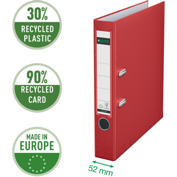 LEITZ 180° Smal Classeur A4 52 mm Rood 2 Ringen 1015 PP (Polypropeen) Glad Staand (10155025)