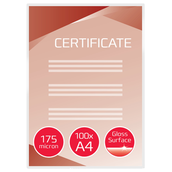 GBC Document Lamineerhoezen A4 Glanzend 175 micron (2 x 175) Transparant 100 Stuks (3200724)