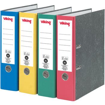 VIKING Breed Classeur A4 80 mm Geel, zwart 2 Ringen Karton Wolkenmarmer Staand Gerecycled (4746609)