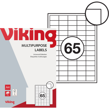 VIKING Multifunctionele etiketten verwijderbaar 38,1 x 21,2mm Wit 6500 Etiketten per pak (4530618)