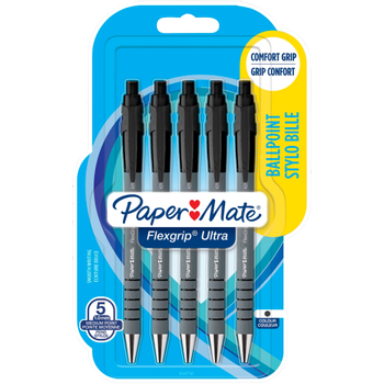 PAPERMATE FlexGrip Ultra balpen zwart Medium 0,5 mm 5 stuks (2027751)