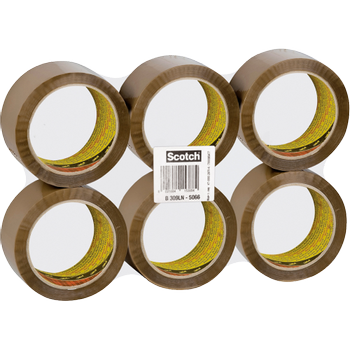 SCOTCH Verpakkingstape 309 50 mm x 66 m Bruin Pak van 6 Rollen (309Avana)