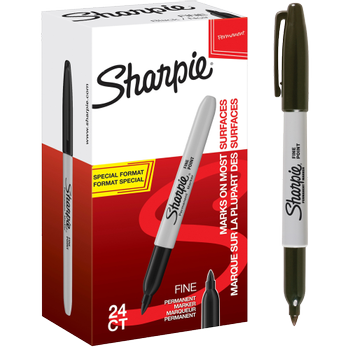 SHARPIE Fine Metal Barrel Permanentmarker Fijn Ronde punt - Zwart Waterbestendig 24 Stuks (2077128)