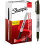 SHARPIE Fine Metal Barrel Permanentmarker Fijn Ronde punt - Zwart Waterbestendig 24 Stuks