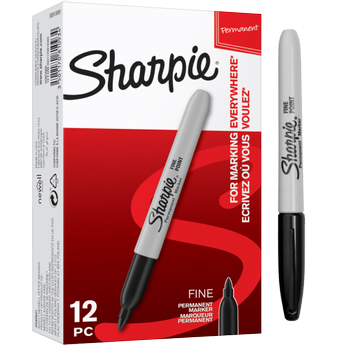 SHARPIE Fine Point Permanentmarker Fijn Ronde punt - 1,0 mm Zwart 12 Stuks (FG614300RED)