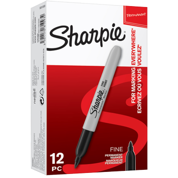 SHARPIE Fine Point Permanentmarker Fijn Ronde punt - 1,0 mm Zwart 12 Stuks (FG614300RED)