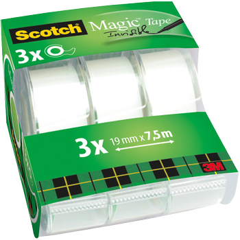 SCOTCH Plakband Magic Transparant 19 mm (B) x 7,5 m (L) 3 Rollen (7100114799)