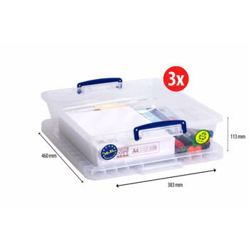 Really Useful Box Kunststof Archiefdoos 10,5 l Transparant 38,3 x 46 x 11,3 cm 3 Stuks (10.5CCB-PK3)