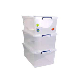 Really Useful Box Kunststof Archiefdoos 62 l Transparant 44 x 68,5 x 28,7 cm 3 Stuks (62CCB-PK3)