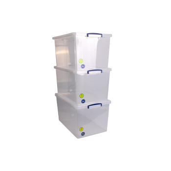 Really Useful Box Kunststof Archiefdoos 83 l Transparant 44 x 68,5 x 36,8 cm 3 Stuks (83CCB-PK3)