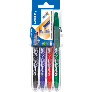 PILOT FriXion Ball Balpen Kleurenassortiment 0,35 mm Medium Kegelvormig Navulbaar 50% Gerecycled 4 Stuks (BL-FR7)