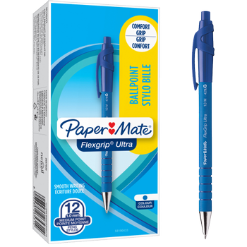 PAPERMATE Flexgrip Ultra Intrekbaar Balpen Blauw 1 mm Medium Balpen 12 Stuks (S0190433)
