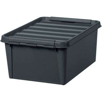 SMARTSTORE Gerecycled Kunststof Magazijnbak 14 l Met deksel Grijs 30 x 40 x 18 cm (R190407)