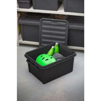 SMARTSTORE Gerecycled Kunststof Magazijnbak 14 l Met deksel Grijs 30 x 40 x 18 cm (R190407)