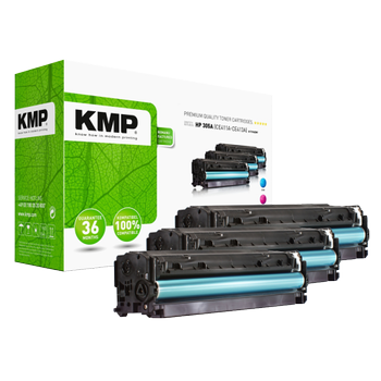 KMP Compatibel HP 305A Tonercartridge CF370AM Cyaan, Magenta, Geel Multipak 3 Stuks (1233,003)