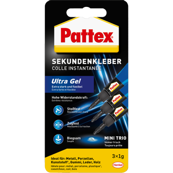 PATTEX Secondelijm Permanent Ultra Gel Transparant PSMG3 3 Stuks à 1 g (2822332)