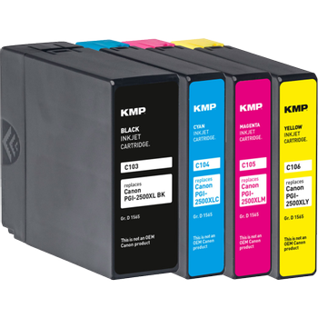 KMP Compatibel Canon PGI-2500XL BK/C/M/Y Inktcartridge Zwart, cyaan, magenta, geel Multipak  4 Stuks (1565,005)