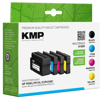 KMP Compatibel HP 950XL / 951XL Inktcartridge C2P43AE Zwart, cyaan, magenta, geel Multipak  4 Stuks (1722,405)