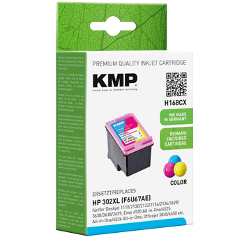 KMP Compatibel HP 302XL Inktcartridge F6U67AE Cyaan, Magenta, Geel (1746,403)