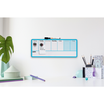 NOBO Mini Magnetisch whiteboard Weekagenda Wandmontage 1904047 Gelakt staal 360 x 140 mm Blauw, wit (1904047)