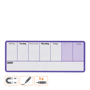 NOBO Mini Magnetisch whiteboard Weekagenda Wandmontage 1904048 Gelakt staal 360 x 140 mm Paars, wit (1904048)
